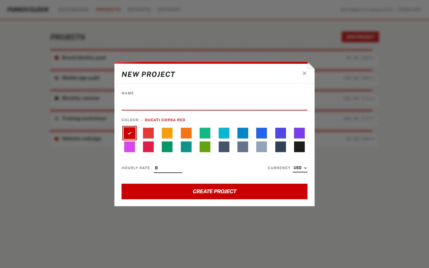 The new project form.
